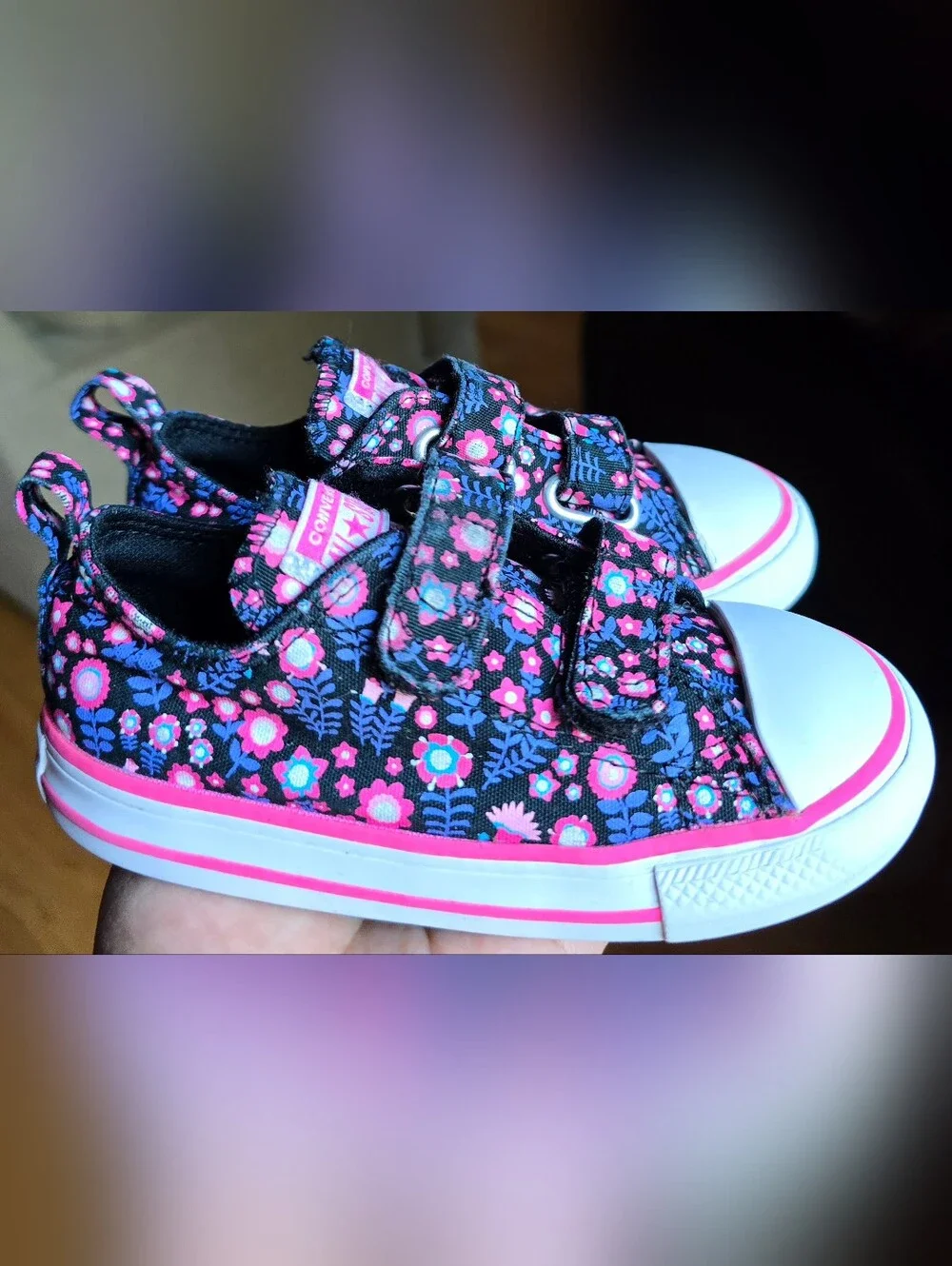 Sz 8 Toddler Girl's CONVERSE CTAS DITSY FLORAL Double straps